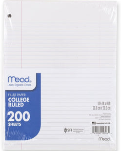 Mead (15326) Loose Leaf Paper, Notebook Paper, College Ruled Filler Paper, 10 1/2 X 8 Inch, 200 Sheets (Pack Of 1)