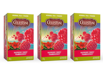 Celestial Seasonings Raspberry Zinger Naturally Caffeine-Free Herbal Tea, 20 Count (Pack Of 2)