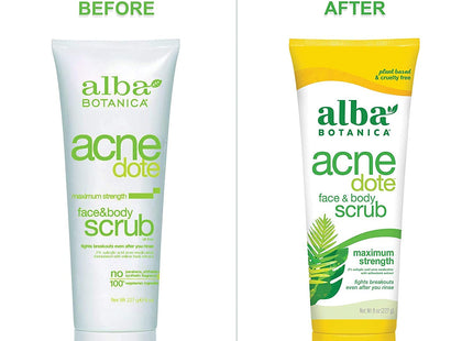 Alba Botanica Natural Acnedote Maximum Strength Face & Body Scrub Cream, Unscented 8 Ounce (Pack Of 24)