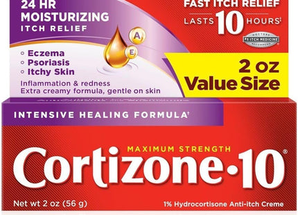 Cortizone 10 Intensive Healing Hydrocortisone,  Anti Itch Cream 2 Oz (Pack Of 24)