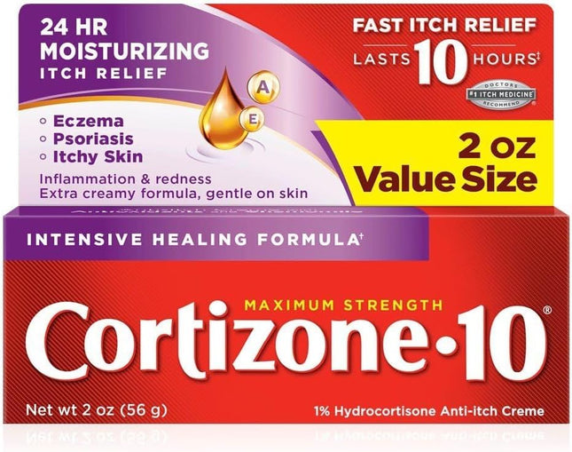 Cortizone 10 Intensive Healing Hydrocortisone,  Anti Itch Cream 2 Oz (Pack Of 4)