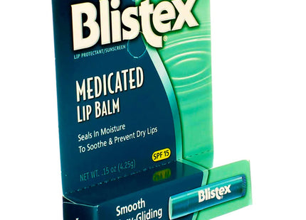 Blistex Medicated Lip Balm Stick, SPF 15, Anti-Aging, For Dryness, Chapping and Soothes Irritated Lips, 0.15 Ounce (Pack Of 8)