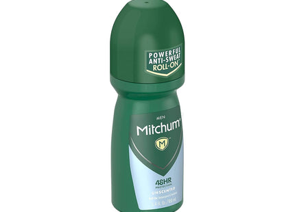 Mitchum Men Powerful Anti-Sweat Antiperspirant Deodorant Roll On, Unscented, 3.4 oz (Pack Of 7)