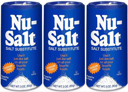 Nu-Salt Sodium-Free Salt Substitute, Contains Potassium Chloride, Table Salt Alternative, 3 Ounce (Pack Of 3)