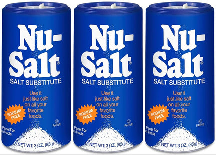 Nu-Salt Sodium-Free Salt Substitute, Contains Potassium Chloride, Table Salt Alternative, 3 Ounce (Pack Of 3)