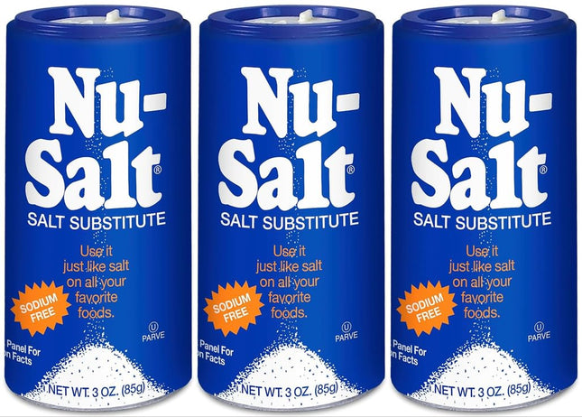 Nu-Salt Sodium-Free Salt Substitute, Contains Potassium Chloride, Table Salt Alternative, 3 Ounce (Pack Of 3)