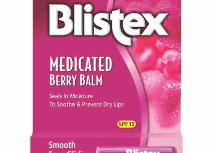 Blistex Medicated Barry Lip Balm Stick, SPF 15, Soothing, Sun Protection, For Dry Cracked Lips, 0.15 Ounce (Pack Of 2)