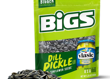 BIGS Vlasic Dill Pickle, Sunflower Seeds, Flavored, Keto Friendly Snack, Low Carb Lifestyle, 5.35 ounce (Pack Of 12)