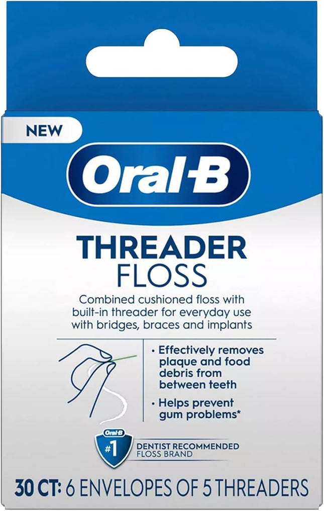 Oral-B Glide Pro-Health, Dental Threader Floss, For Braces Bridges Implants, 30 Count (Pack Of 1)