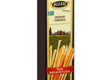 Alessi Imported Breadsticks, Thin Autentico Italian Crispy Bread Sticks, Low Fat Made with Extra Virgin Olive Oil, 3 Ounce (Pack Of 1)