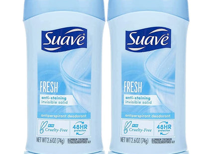 Suave 48-Hour Anti-Staining Antiperspirant & Deodorant Stick, Invisible Solid, Fresh, 2.6 Ounce (Pack Of 1)