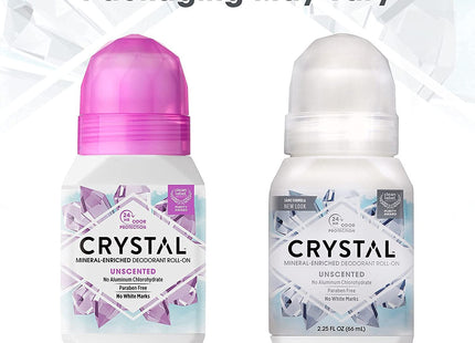 Crystal Natural Protection Roll-On, Body Deodorant, Unscented, Aluminum Chloride & Paraben Free, 2.25 Ounce (Pack Of 24)