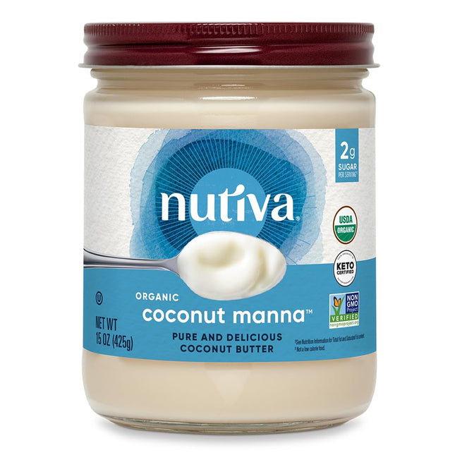 Nutiva Organic Coconut Manna Pur̩ed Coconut Butter, Creamy Spread for Smoothies, Gluten-Free, 15 Ounce (Pack Of 1)