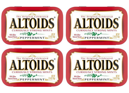 Altoids Classic Peppermint, Strong Breath Mints Hard Candy, Individual Packs Tin, 1.76 Ounce (Pack Of 4)