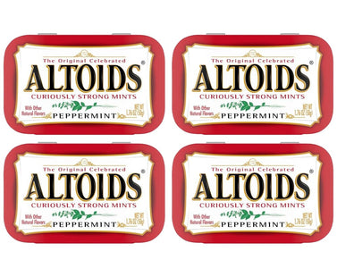 Altoids Classic Peppermint, Strong Breath Mints Hard Candy, Individual Packs Tin, 1.76 Ounce (Pack Of 4)