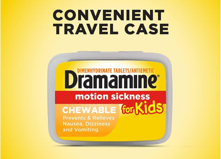 Dramamine Motion Sickness for Kids, Chewable, Dye Free, Grape Flavored, 8 Count (Pack Of 2)