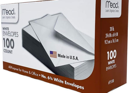 Mead #6 (75100), 3-5/8 X 6.5, Home & office use Envelopes, Color White, 100 Count (Pack Of 6)