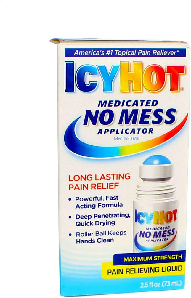 Icy Hot Original Medicated Pain Relief Liquid with No Mess Applicator 2.5 Fluid Ounces (Pack Of 12)