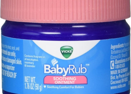 Vicks BabyRub Non-Medicated Soothing Chest Rub Ointment, with Eucalyptus 1.76 Ounce (Pack Of 6)