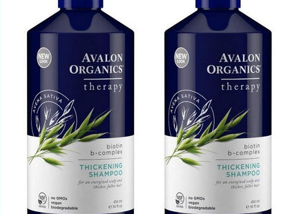 Avalon Organics Therapy Biotin B-Complex Thickening Shampoo, Fuller-Looking Hair, 14 Fluid Ounces (Pack Of 2)