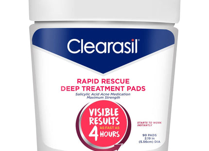 Clearasil Maximum Strength Ultra Rapid Action Pads, Acne Medication Cleansing Pads, 90 count (Pack Of 2)