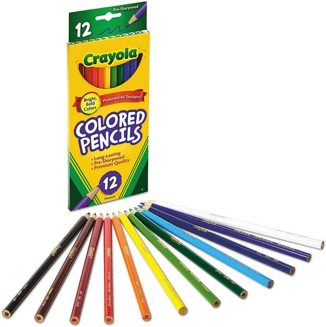 Crayola Long Barrel Colored Woodcase Pencils, 3.3 mm, Assorted Colors, 12 Count (Pack Of 14)