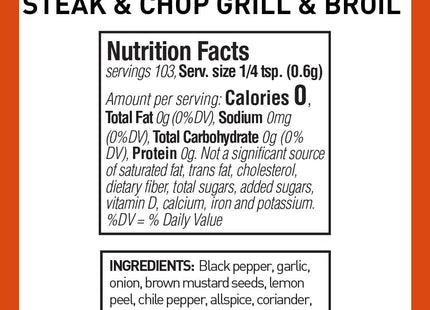 Spice Hunter The Steak Chop Grill Broil Blend Jar, Black Pepper, 2.2 Ounce (Pack Of 12)