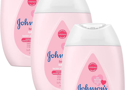 Johnson's Baby, Moisturizing Pink Baby Lotion, with Coconut Oil, Hypoallergenic, 3.4 Fl Oz (Pack Of 12)