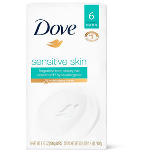 Dove Bath Beauty Moisturizing Bars, Gentle Cleanser for Softer And Sensitive Skin, Fragrance-Free, 3.75 Oz 6 Count Each (Pack Of 24)