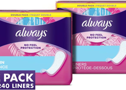 Always Thin Daily Panty Liners For Women, Light Absorbency, Unscented, 120 Count (Pack Of 1)