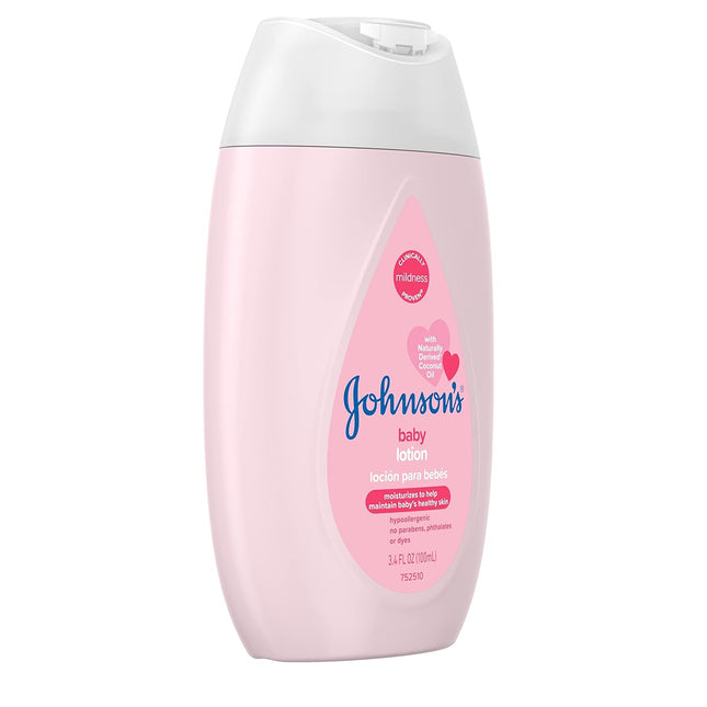 Johnson's Baby, Moisturizing Pink Baby Lotion, with Coconut Oil, Hypoallergenic, 3.4 Fl Oz (Pack Of 6)