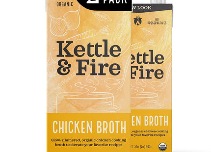 KETTLE &amp; FIRE Organic Chicken Broth, Made with Organic Chicken Bones, 32 Oz (Pack Of 4)