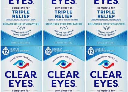 Clear Eyes Triple Relief Lubricant Eye Drops 0.5 Fl Oz (Pack Of 1)