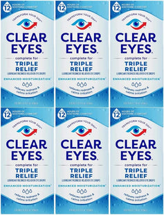 Clear Eyes Triple Relief Lubricant Eye Drops 0.5 Fl Oz (Pack Of 6)