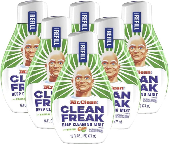 Mr. Clean, Clean Freak Deep Multi-Surface Cleaning Liquid Spray Refill, Gain, Original Scent, 16 Fluid Ounces (Pack Of 6)