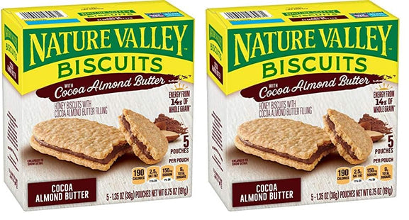 Nature Valley Breakfast Biscuits with Nut Filling, Cocoa Almond Butter, 5-1.35 Oz Total 6.75 ounce (Pack Of 2)