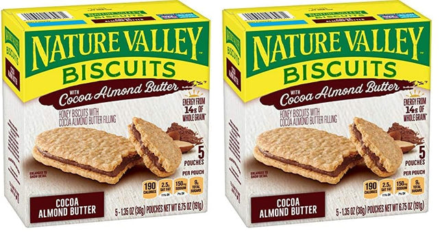 Nature Valley Breakfast Biscuits with Nut Filling, Cocoa Almond Butter, 5-1.35 Oz Total 6.75 ounce (Pack Of 2)