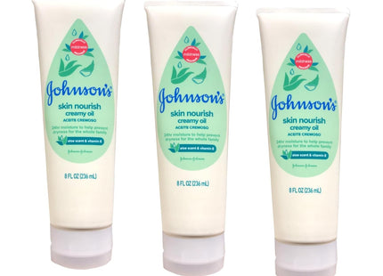 Johnson's Baby Creamy Oil with Aloe & Vitamin E, Moisturizing Baby Body Lotion 8.0 fl oz (Pack Of 12)