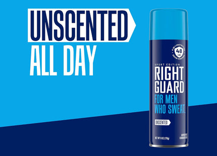 Right Guard Sport Antiperspirant Deodorant, 3D Odor Defense, Aerosol Spray, Unscented 6 Ounce (Pack Of 3)