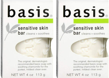 Basis Sensitive Skin Bar Soap, Cleans Plus Smooths, Unscented Soap Bar For Sensitive Skin 4 Ounce (Pack Of 4)