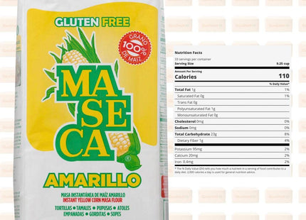 Maseca Instant Yellow Corn Masa Flour, Masa Instantanea de Maiz Amarillo, Gluten-free, 2.2 lb (Pack Of 6)