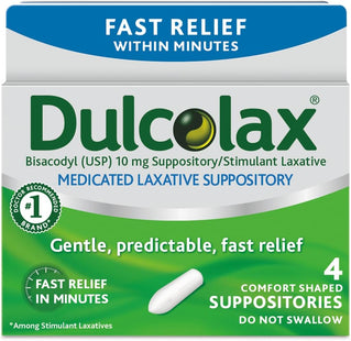 Dulcolax Laxative Suppository for Gentle, Overnight Constipation Relief 4ct (Pack Of 6)