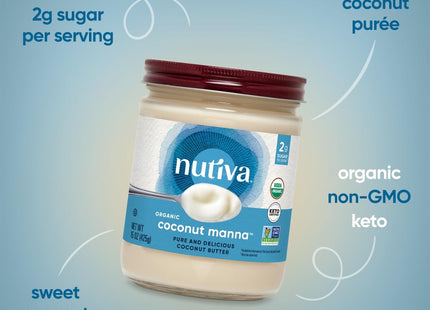 Nutiva Organic Coconut Manna Pur̩ed Coconut Butter, Creamy Spread for Smoothies, Gluten-Free, 15 Ounce (Pack Of 1)