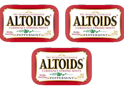 Altoids Classic Peppermint, Strong Breath Mints Hard Candy, Individual Packs Tin, 1.76 Ounce (Pack Of 3)