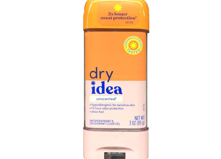 Dry Idea Advanced Antiperspirant Deodorant Gel, Hypo-Allergenic, Unscented, Clear Gel, All Day Protection, 3 Ounce (Pack Of 2)