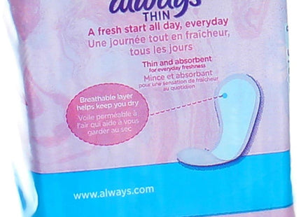 Always Incredibly, Thin Daily Panty  Liners, Regular, Unscented 20 Count (Pack Of 1)