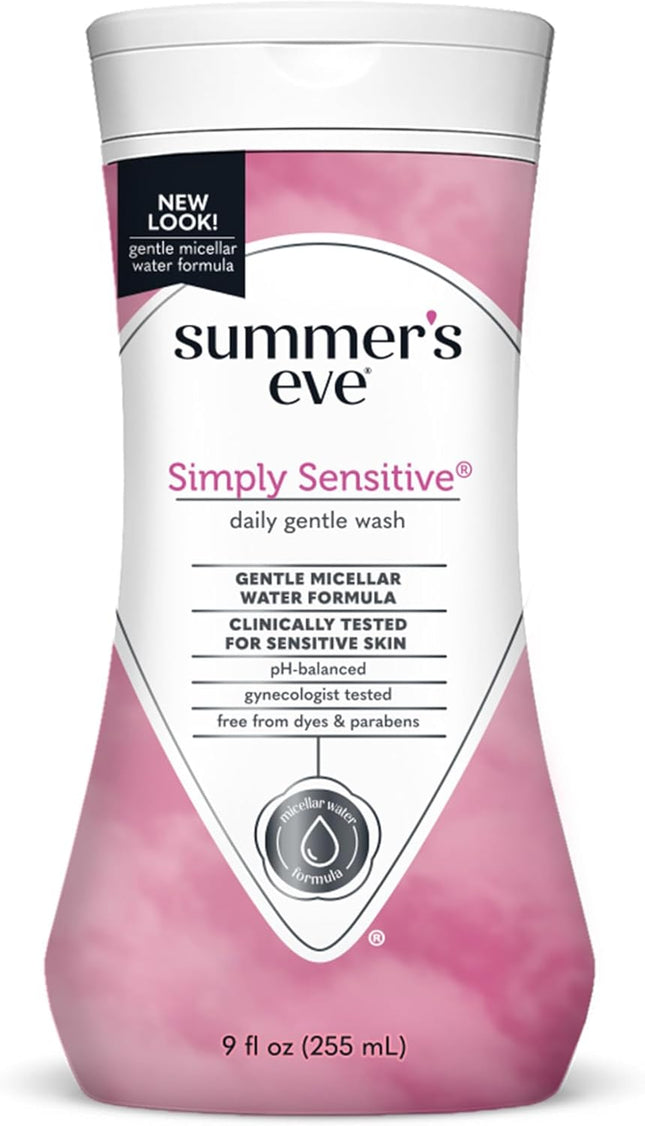 Summer's Eve Simply Sensitive, Daily Feminine Wash Removes, Cleansing Wash for Sensitive Skin, 9 Ounce (Pack Of 1)