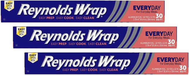 Reynolds Food wrap Aluminum Foil, Standard 12 Inch, 30 Square Feet Box (Pack Of 3)