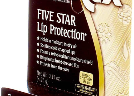 Blistex Five Star Lip Protection Balm stick, Moisture Shield with SPF 30, Wind & Water-Resistant Lip Care, 0.15 Ounce (Pack Of 12)