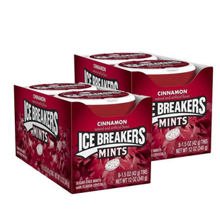 Ice Breakers cinnamon flavor crystals, Sugar Free, Fresh Breath, Mints Tin, 1.5 Ounce (Pack Of 24)